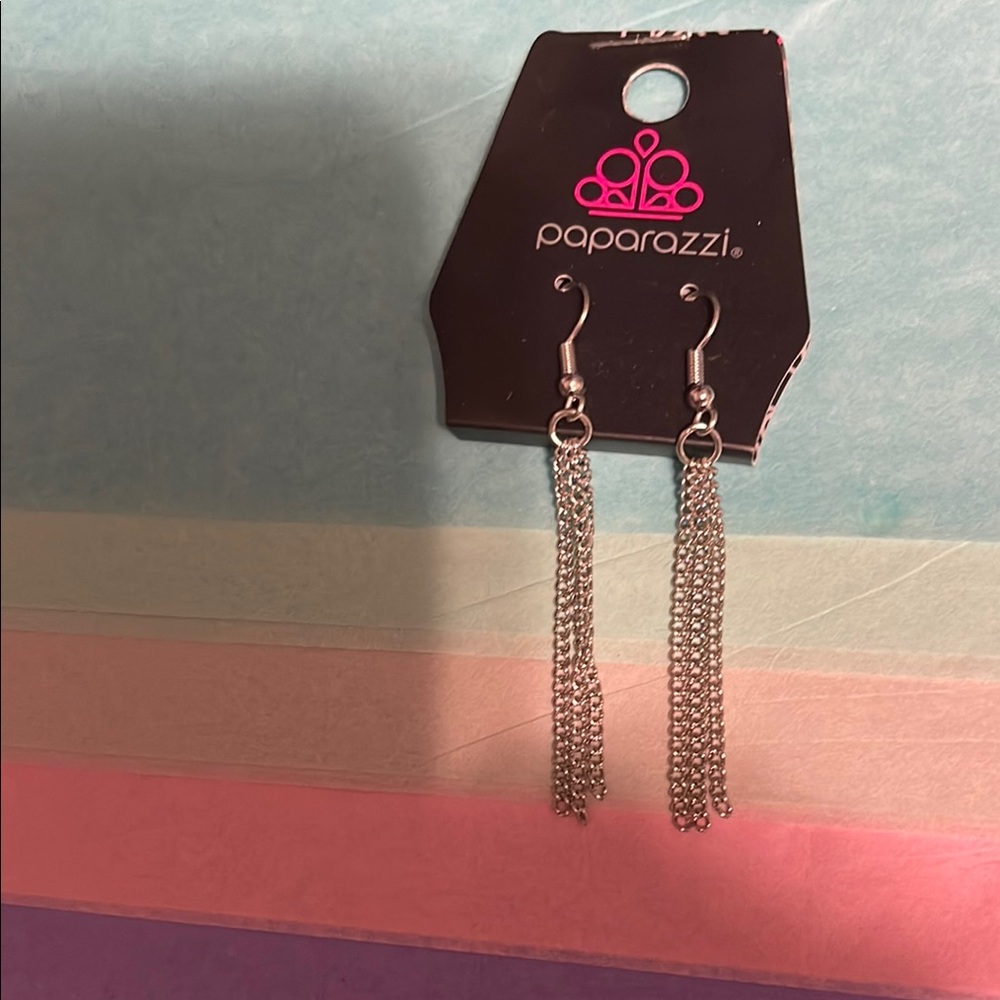 Paparazzi Silver Chain Tassel Earrings